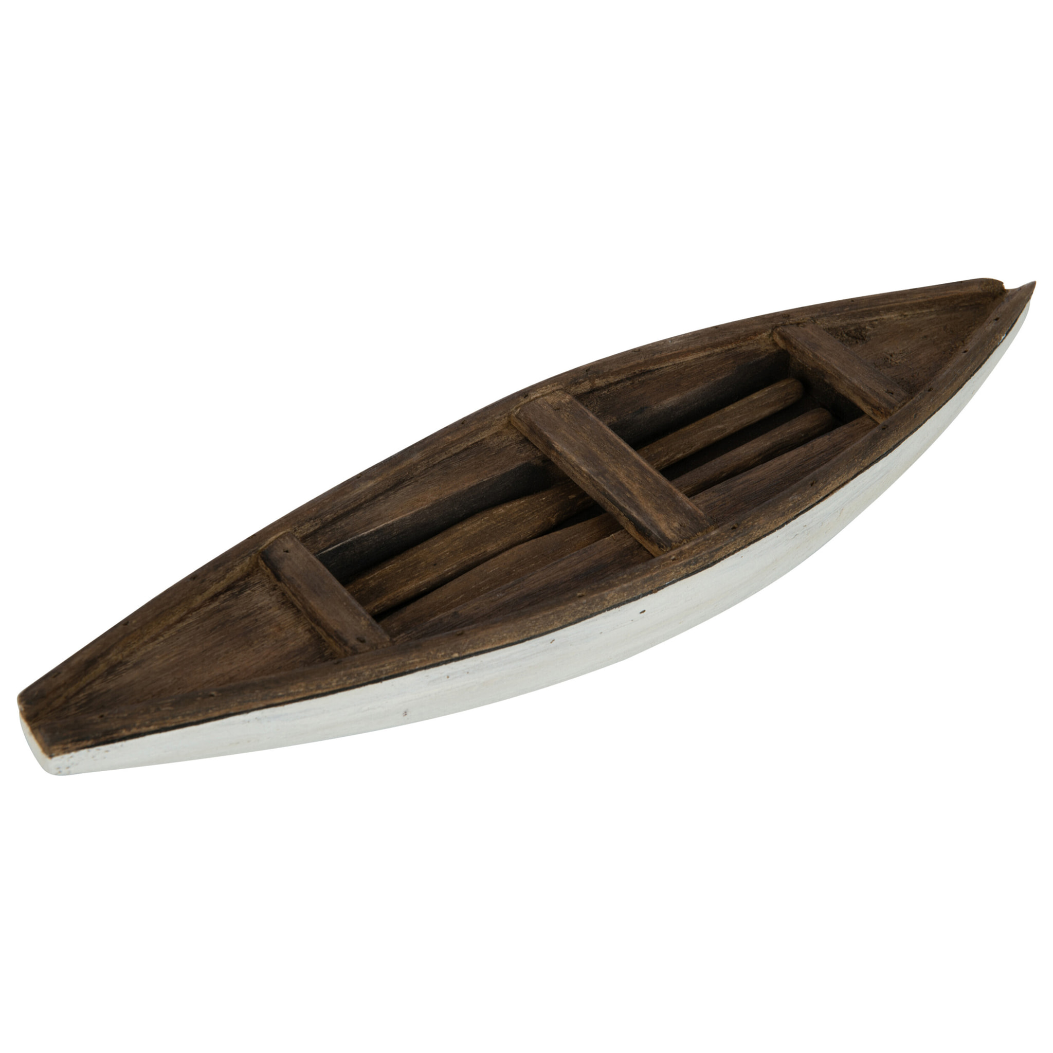 J-Line décoration Bateau + Rame Vacay - bois - marron foncé/blanc