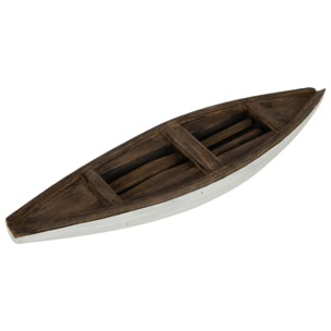 J-Line décoration Bateau + Rame Vacay - bois - marron foncé/blanc