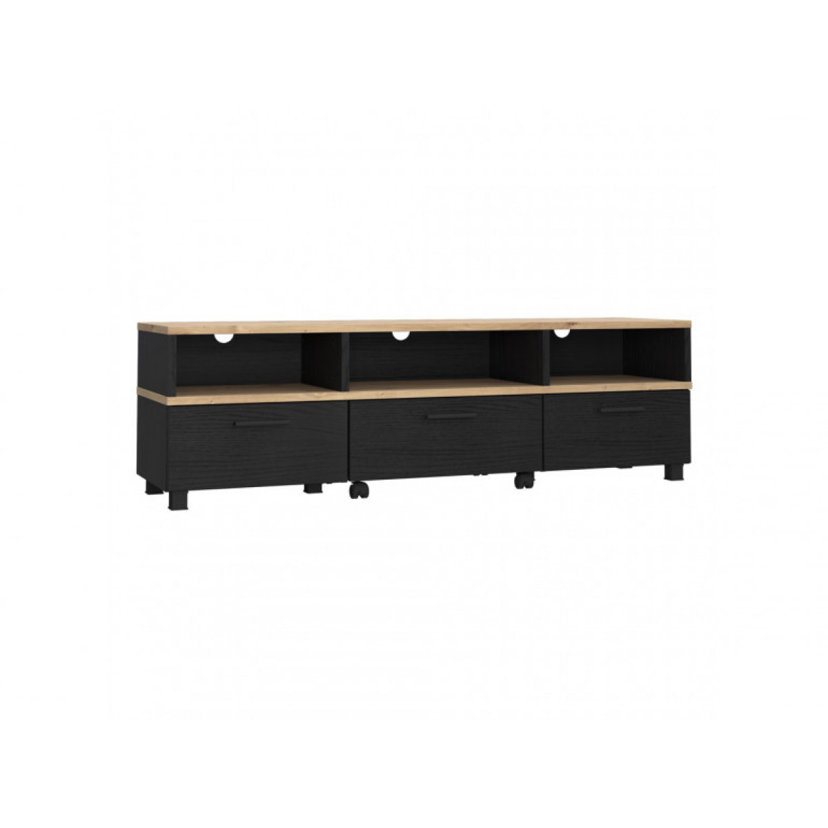 Meuble TV avec table basse intégré sur roulettes - 2 coloris - LAKE