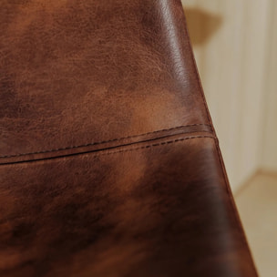 Lot de 2 chaises pour îlot central 65 cm en cuir synthétique marron - Henrik