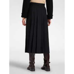 Elena Mirò - Gonna plissé lunga in enver satin - Nero