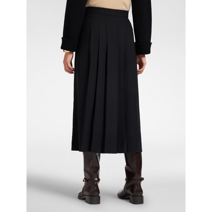 Elena Mirò - Gonna plissé lunga in enver satin - Nero