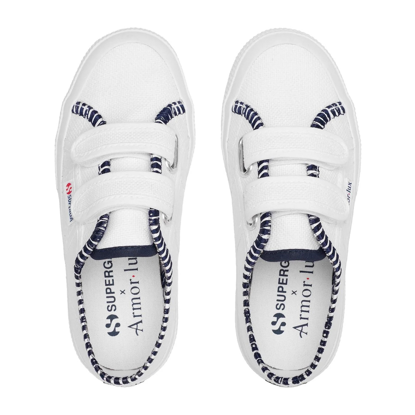 Le Superga Bambino/a Bianco 2750 Kids Straps Cotton Embroidery Line