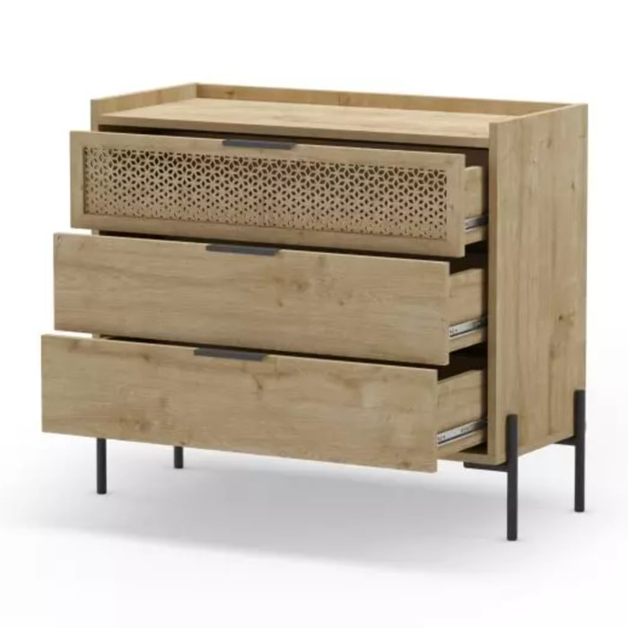 Cómoda Koivu 3 cajones Roble Negro