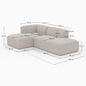 Canapé d'angle gauche modulable en tissu beige - Hestia