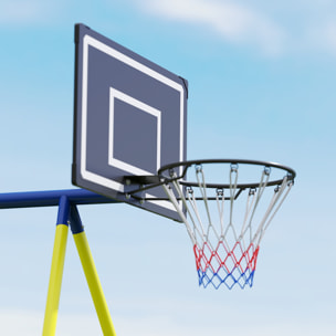 Balançoire portique enfant 4 en 1 acier jaune bleu