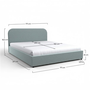 Lit double 160x200 cm avec coffre en tissu gris - Tilly