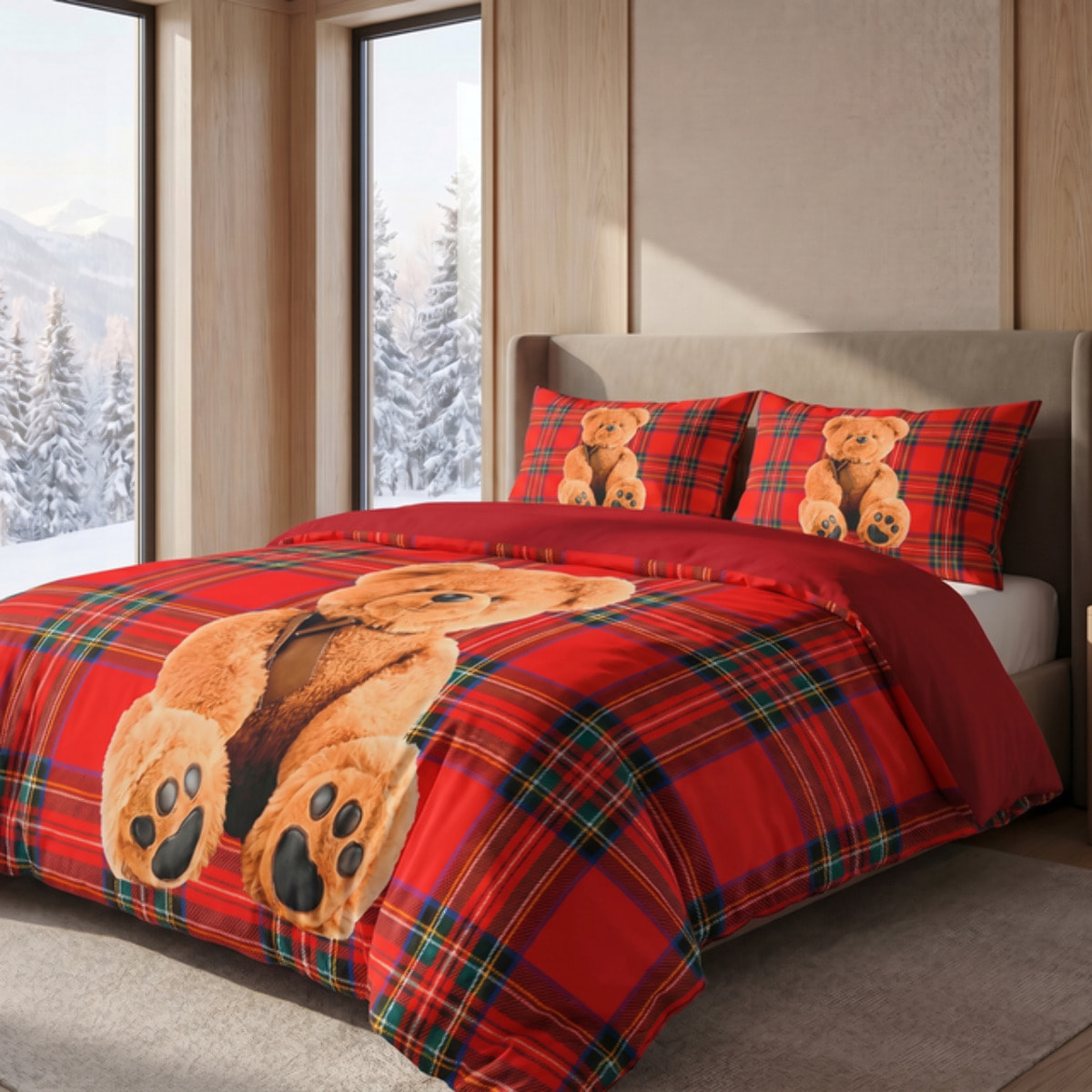 Parure Copripiumino in 100% Cotone con Federe Coordinate, Morbida e Traspirante, Certificata OEKO-TEX, Fantasie Moderne per Camera da Letto