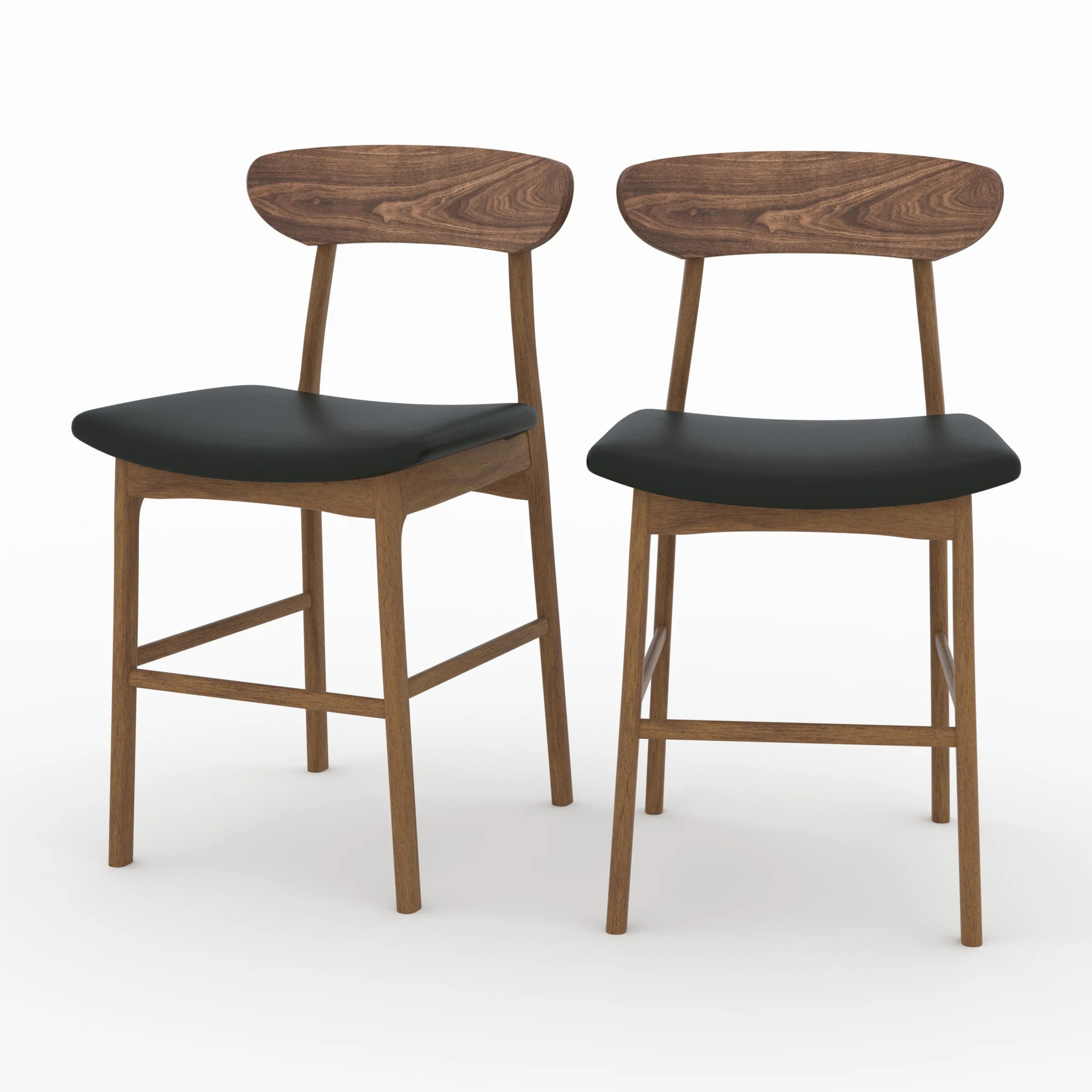 Lot de 2 chaises pour îlot central en cuir synthétique noir 66 cm - Lana