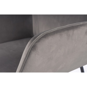 Sedia Eliot 125 con Braccioli in Velluto Grigio