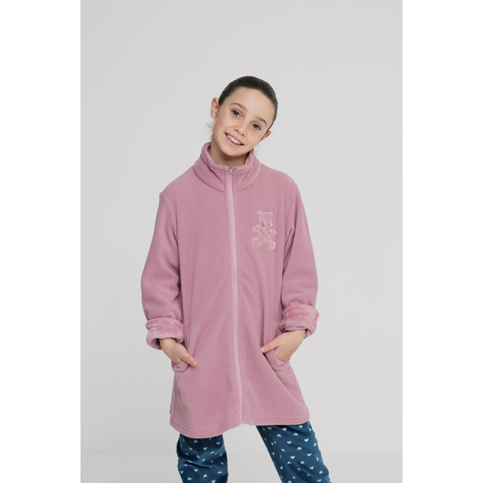 Vestaglia bambina orsino in pile con zip Noidinotte