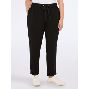 Fiorella Rubino - Pantalones jogger de tejido elástico con cordón - Negro