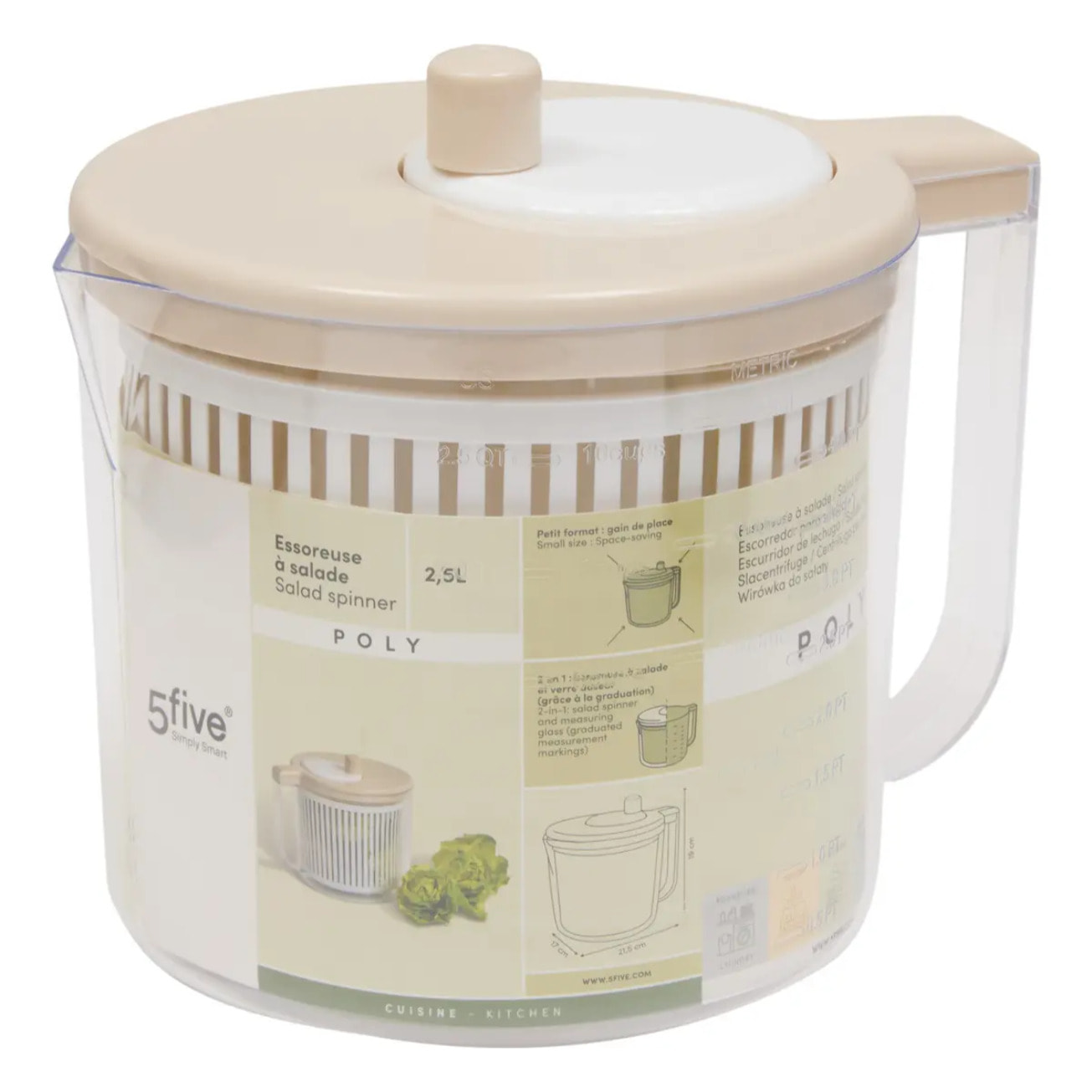 Essoreuse à salade Poly ronde 2,5L beige