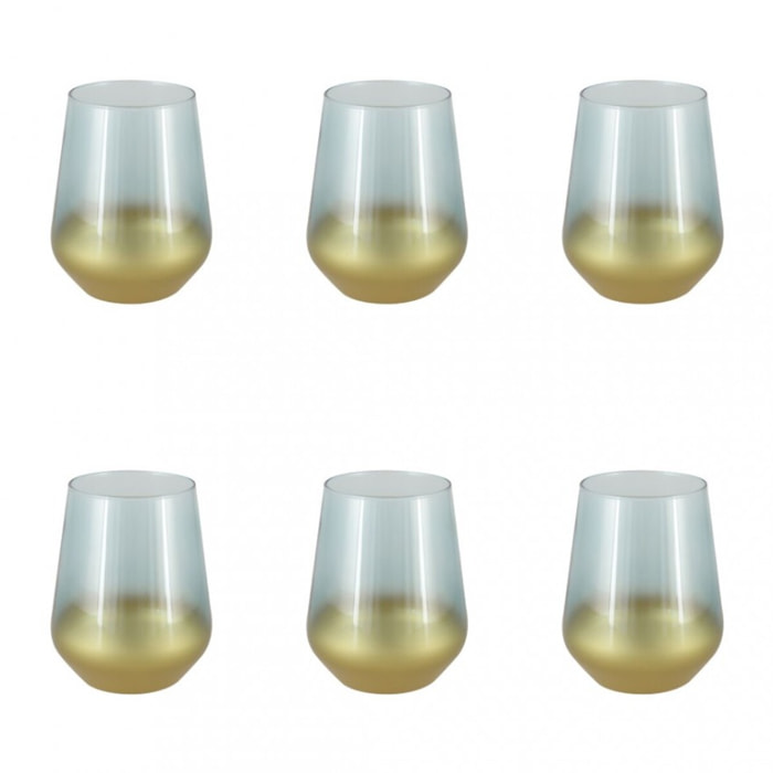 Verres à eau bas degrade vert glow - lot de 6