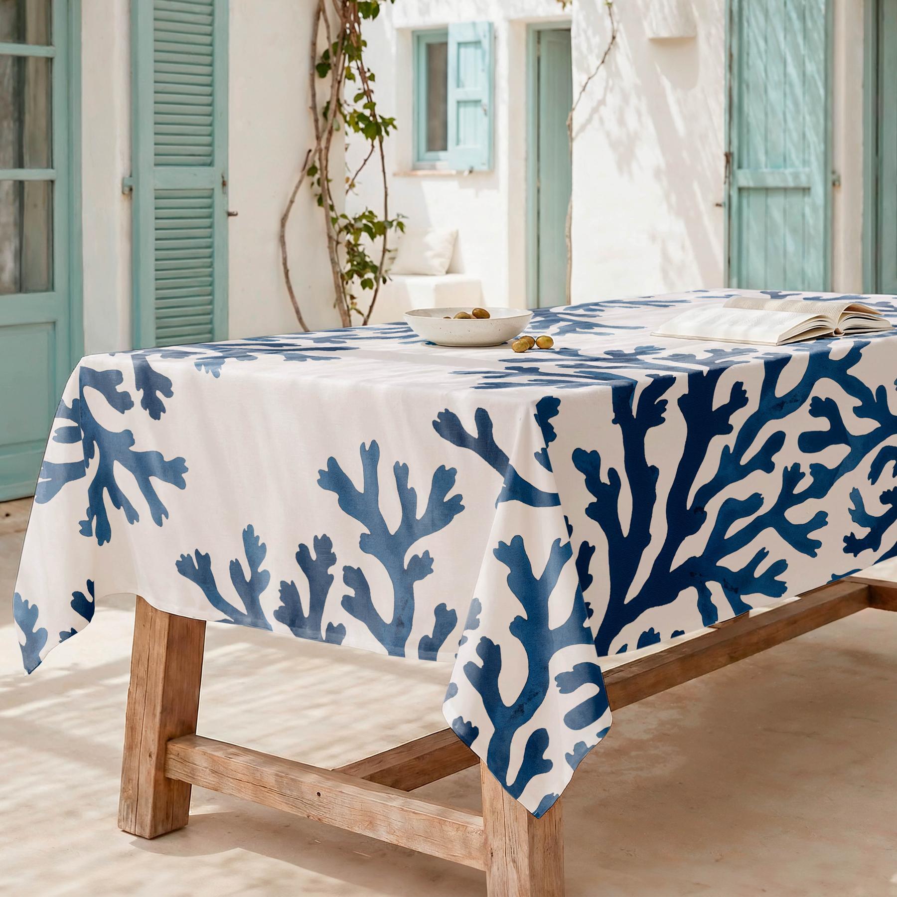 Nappe anti-taches AZURE MARINE - en 100 % coton