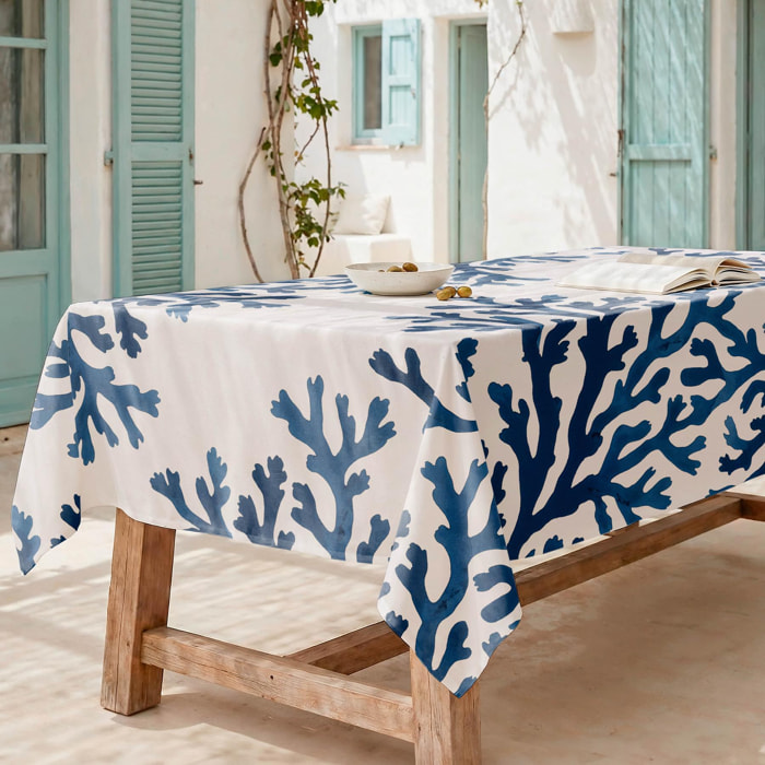 Nappe anti-taches AZURE MARINE - en 100 % coton