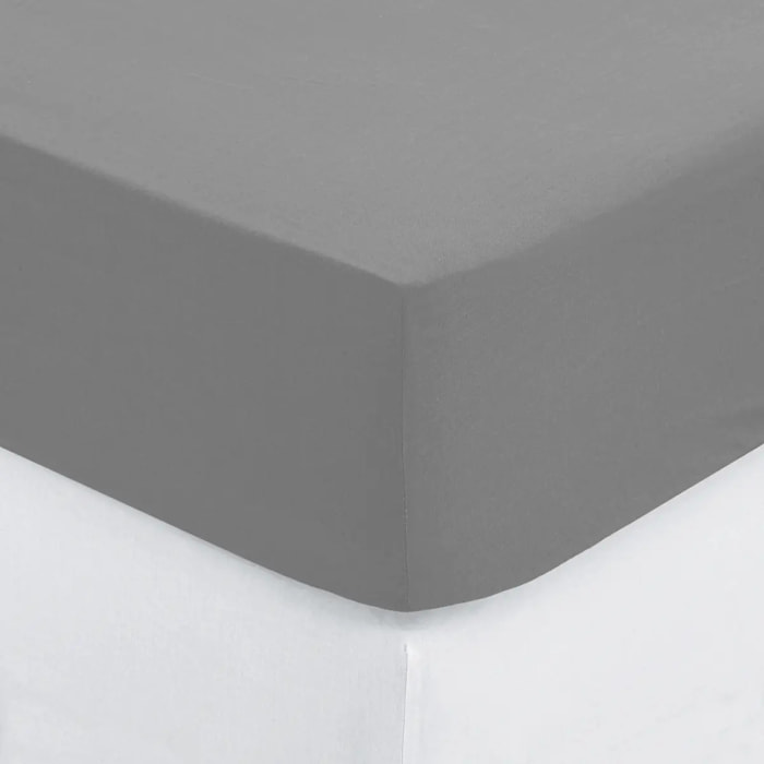 Drap-housse percale gris 180x200cm