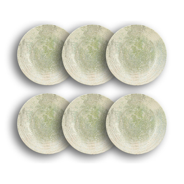 Lot de 6 assiettes creuses en porcelaine verte 23cm NATURA