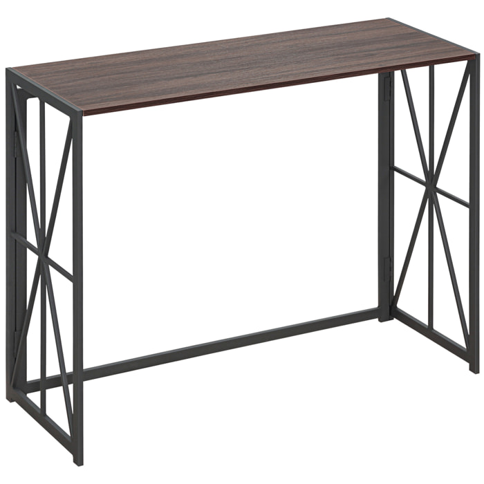 Mesa Consola con Marco de Metal Plegable para Salón Pasillo 100x38x80 cm Marrón