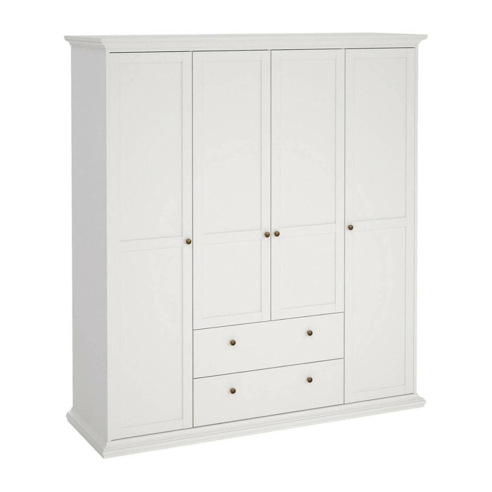 Guardaroba grande Amarena, Mobile camera da letto, Cabina armadio portabiti, Armadio appendiabiti, 181x61 h201 cm, Bianco