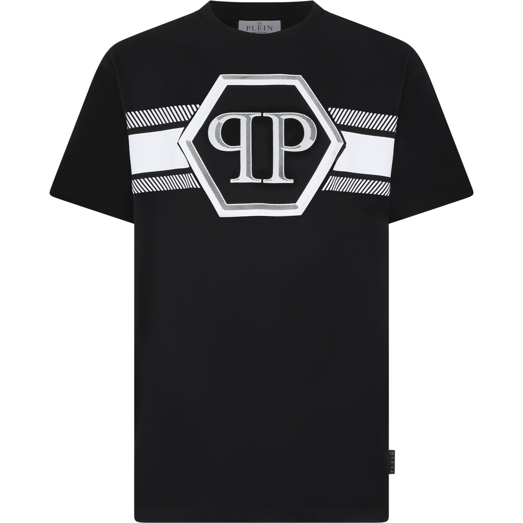 PHILIPP PLEIN Camiseta de cuello redondo y manga corta HEXAGON