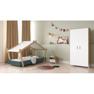 Lit cabane surélevé enfant " Lodge " - 70 x 140 cm - Vert