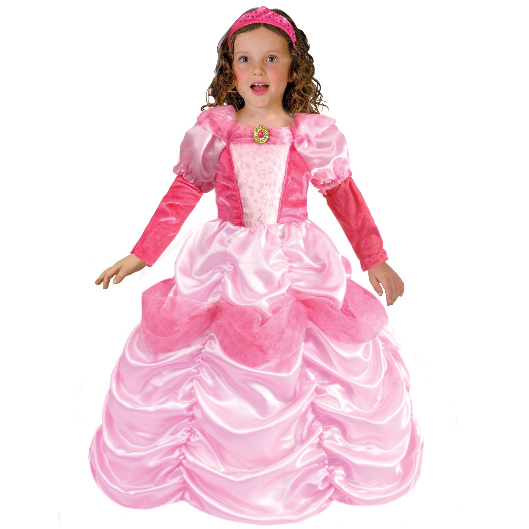 Abito Principessa Delle Rose Costume Carnevale Rosa Bambina