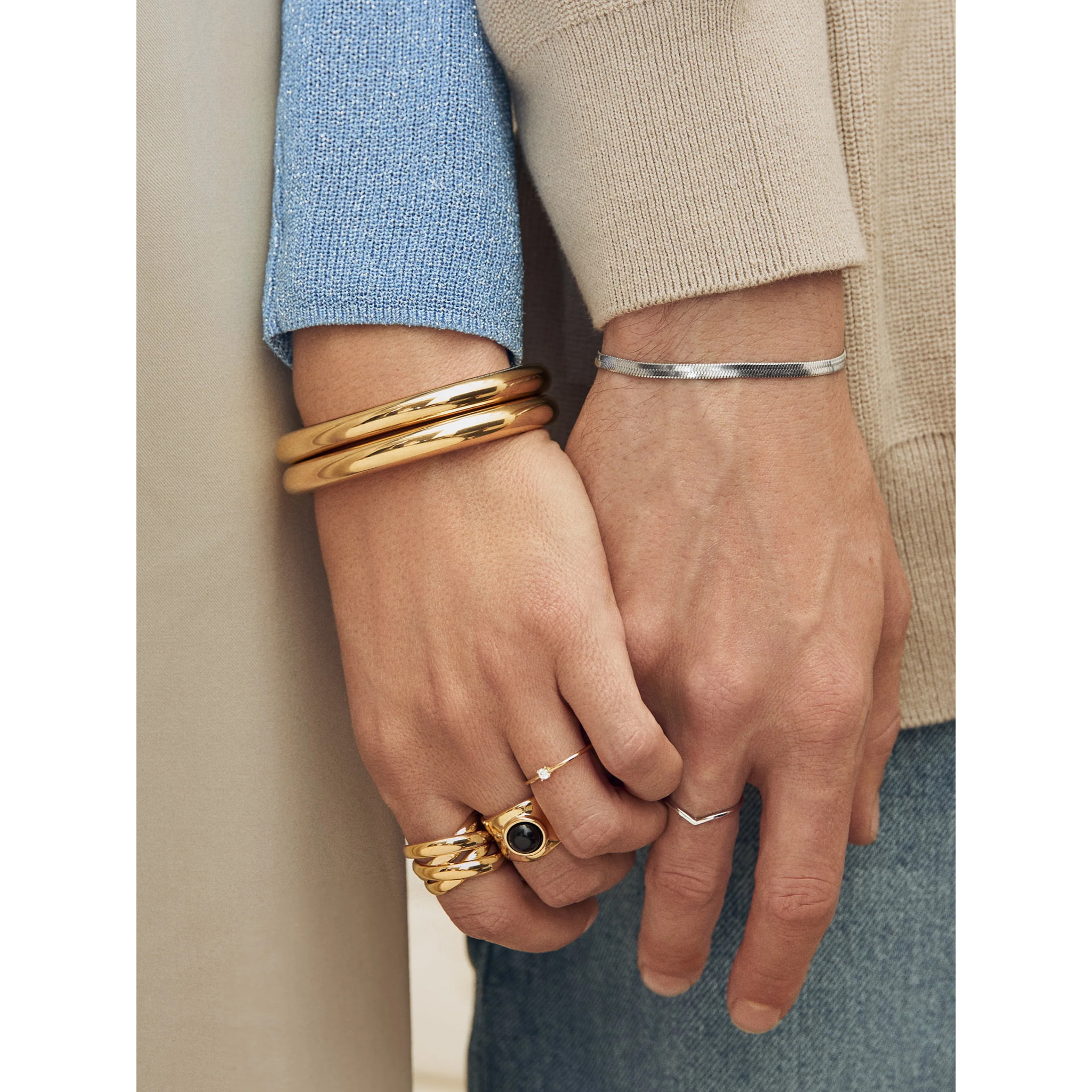 Anillo Double Cross Baño Oro