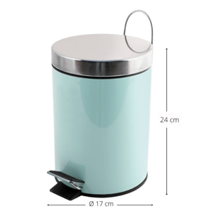 Cubo de basura con pedal MSV "Brest" 3 litros de acero inoxidable en color verde Ø25 x 17 cm