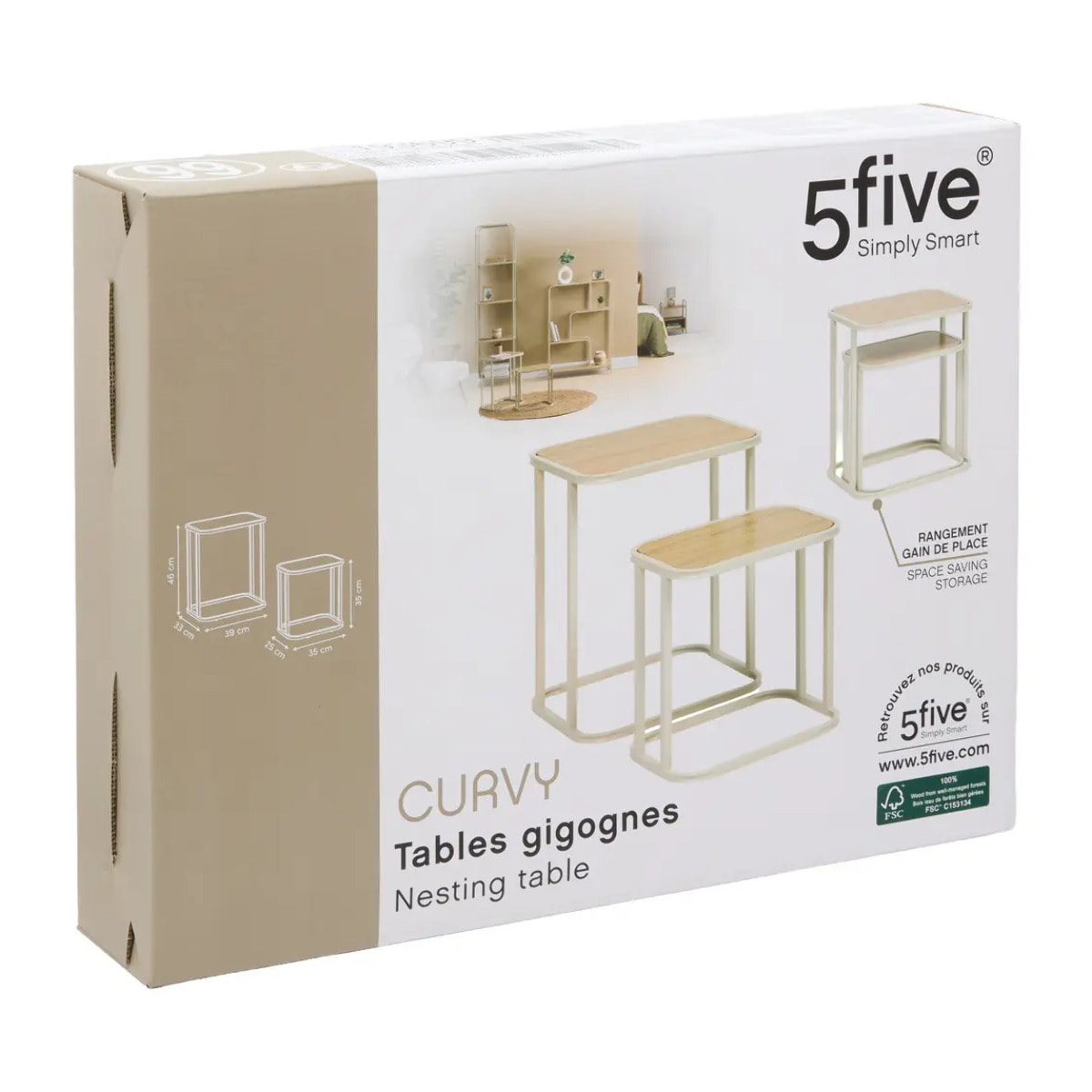 Lot de 2 tables gigognes Curvy bois clair