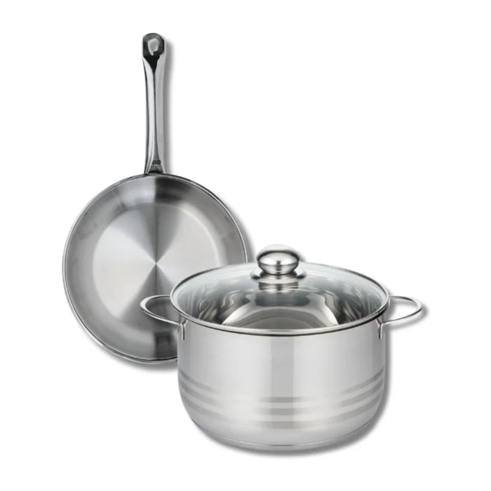 Ensemble de 1 Poêle de cuisson 24 cm et 1 faitout 24 cm Elo Profi Brillant