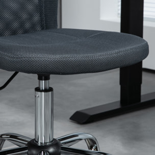 Chaise de bureau ergonomique hauteur réglable piètement chromé pivotant 360° revêtement gris foncé