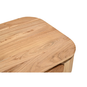 Table basse avec rangements en bois massif et métal noir 4 tiroirs L115 cm NAPOLI