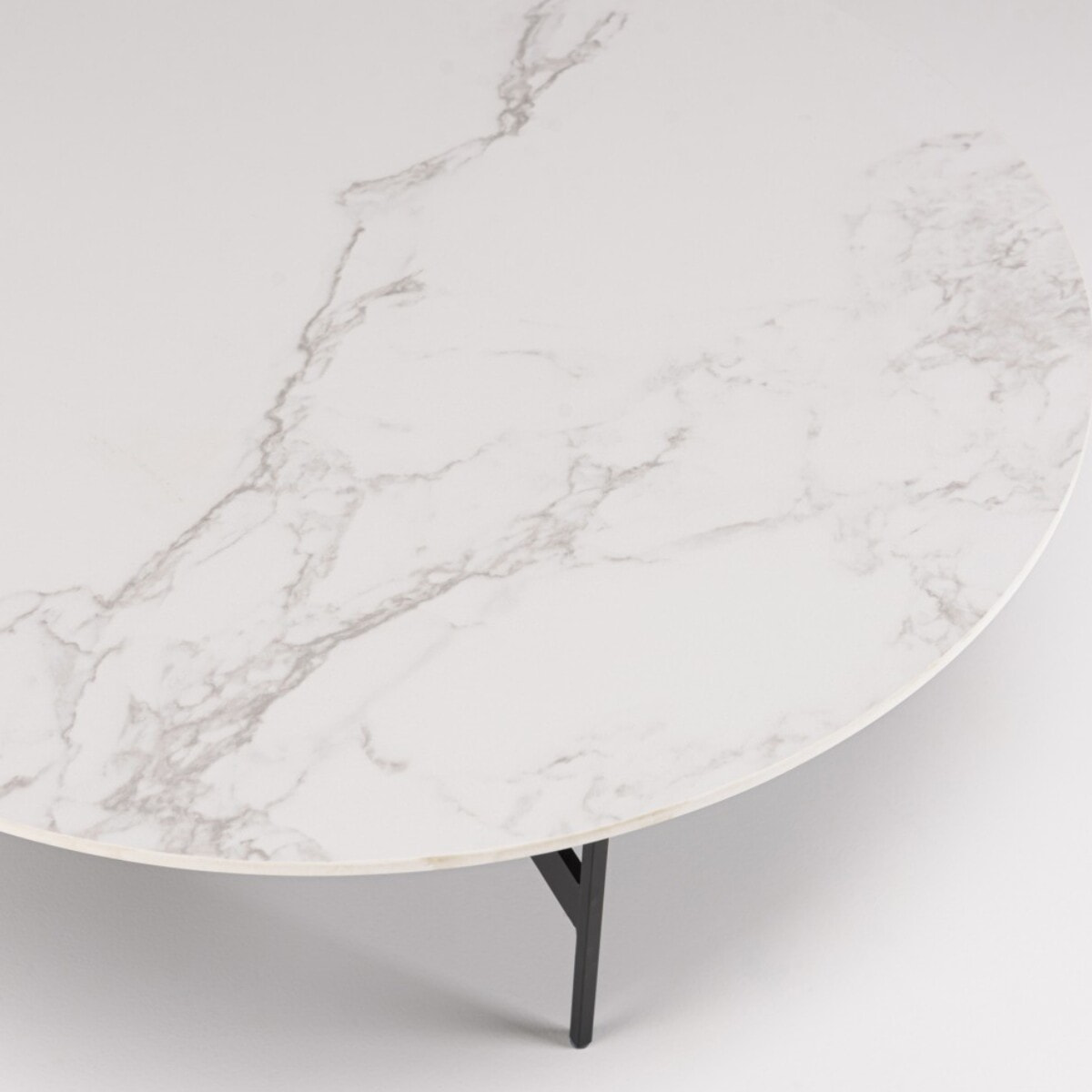 DALY - Table basse ronde 78x78cm plateau effet marbre piètement métal