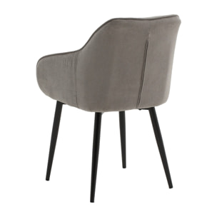 Set di 2 poltroncine HAMMERSMITH in tessuto grigio e gambe in metallo nero, con braccioli
