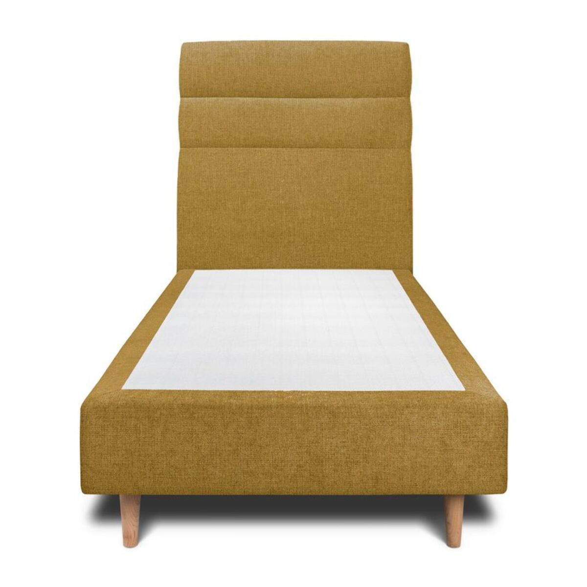 Lit avec tête de lit bandes horizontales tissu et sommier tapissier Ep20