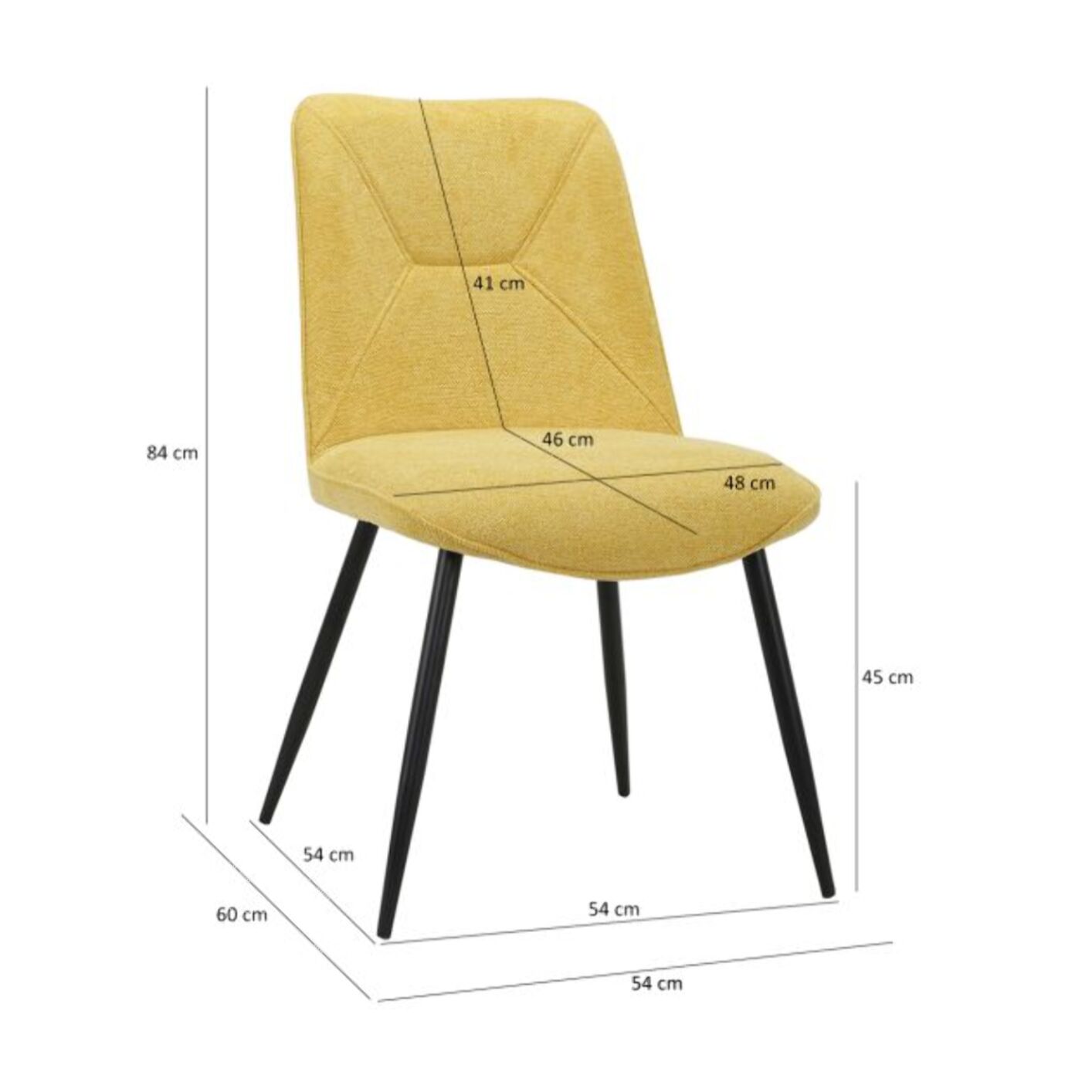 Chaise en tissu avec pieds fins en métal - PERRINE