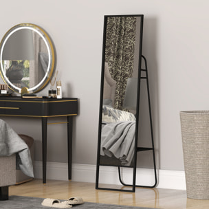 Miroir sur pied avec rangements grande taille dim. 148,5 x 40 cm métal noir