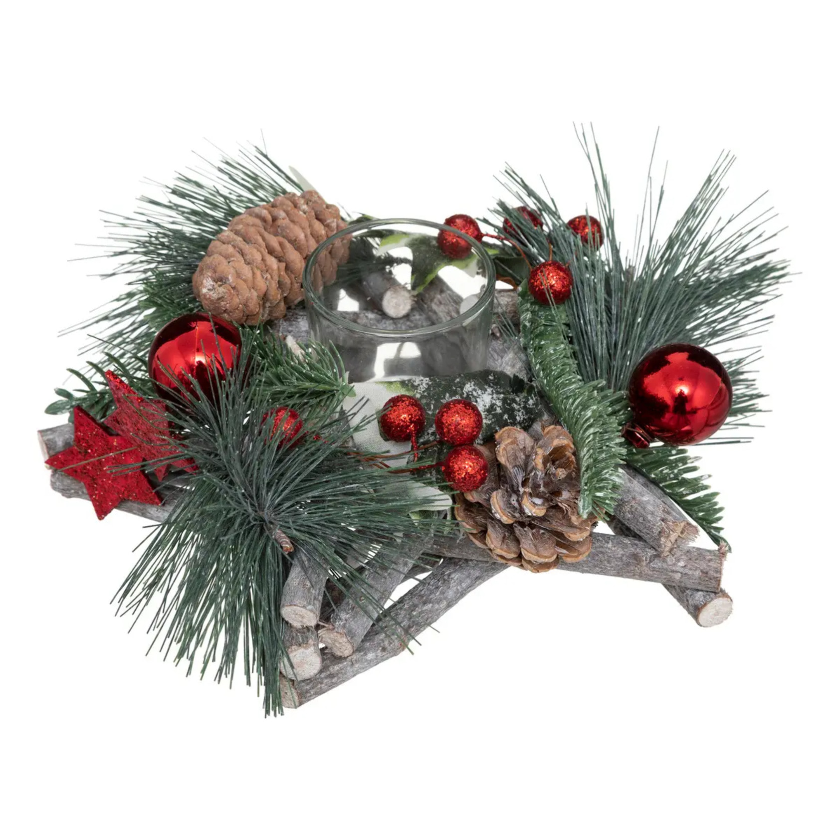 Centre de table étoile 1 photophore rouge