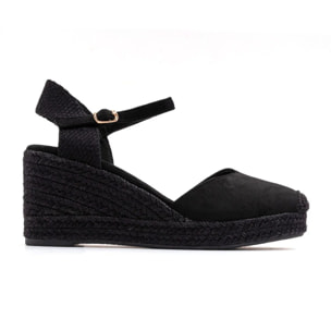 Espadrillas in simil camoscio con cinturino - NERO
