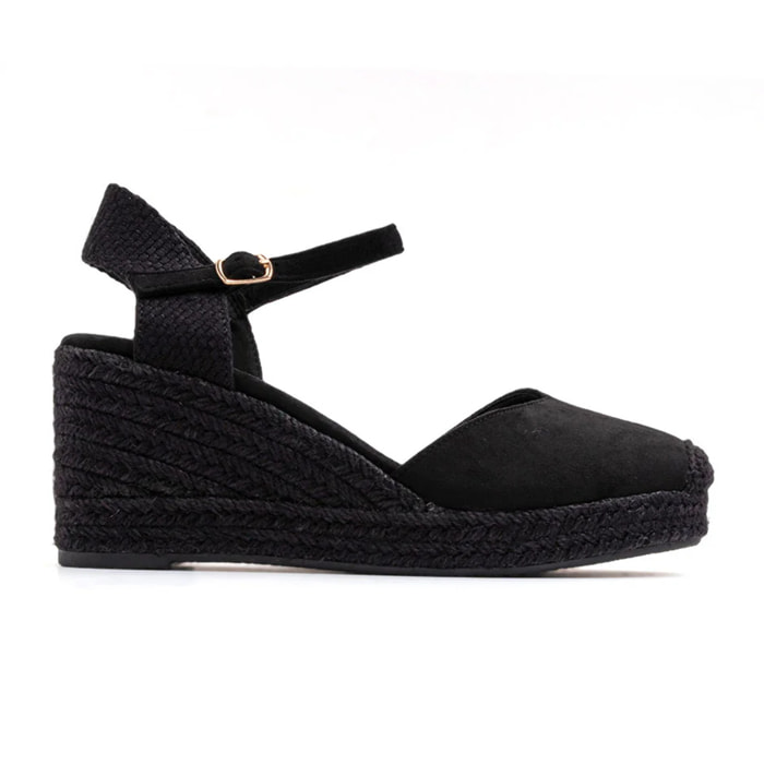 Espadrillas in simil camoscio con cinturino - NERO