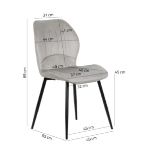 Chaise rembourrée en velours & pieds métal - FAUSTINE