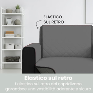 INTRECCI Copripoltrona Grigio Chiaro/Grigio Scuro Bicolore Antimacchia Waterproof Facilmente Lavabile con Elastico Misure Multiple Salva Divano Reversibile Certificazione Oeko Tex