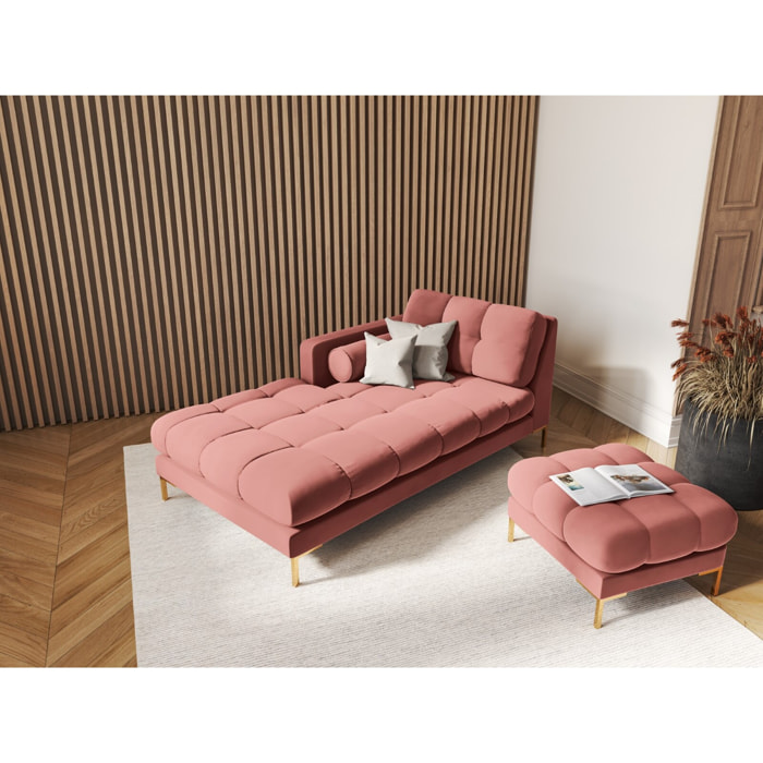 Méridienne gauche "Bali" en velours rose