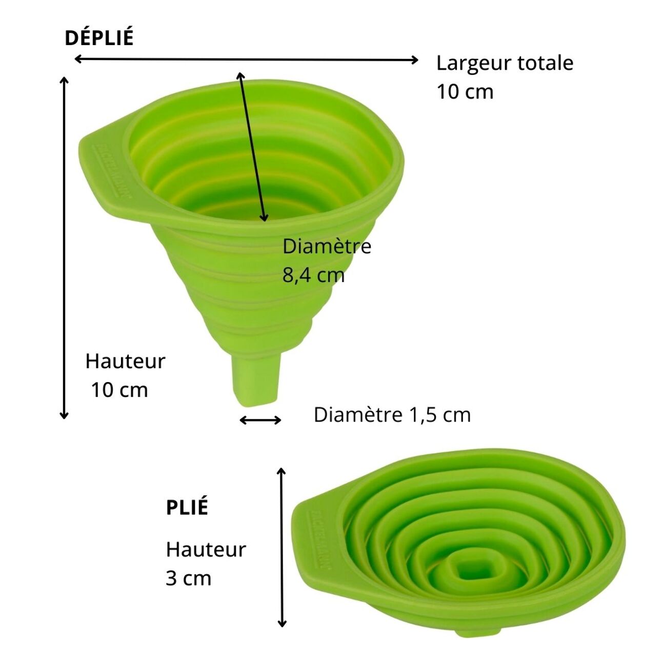 Ensemble de 2 Entonnoirs pliable diamètre 8,5 cm Fackelmann Basic