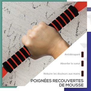 Kit haltères musculation réglables 4 en 1 - total 20 Kg - disques, barres, clips de sécurité inclus - noir rouge