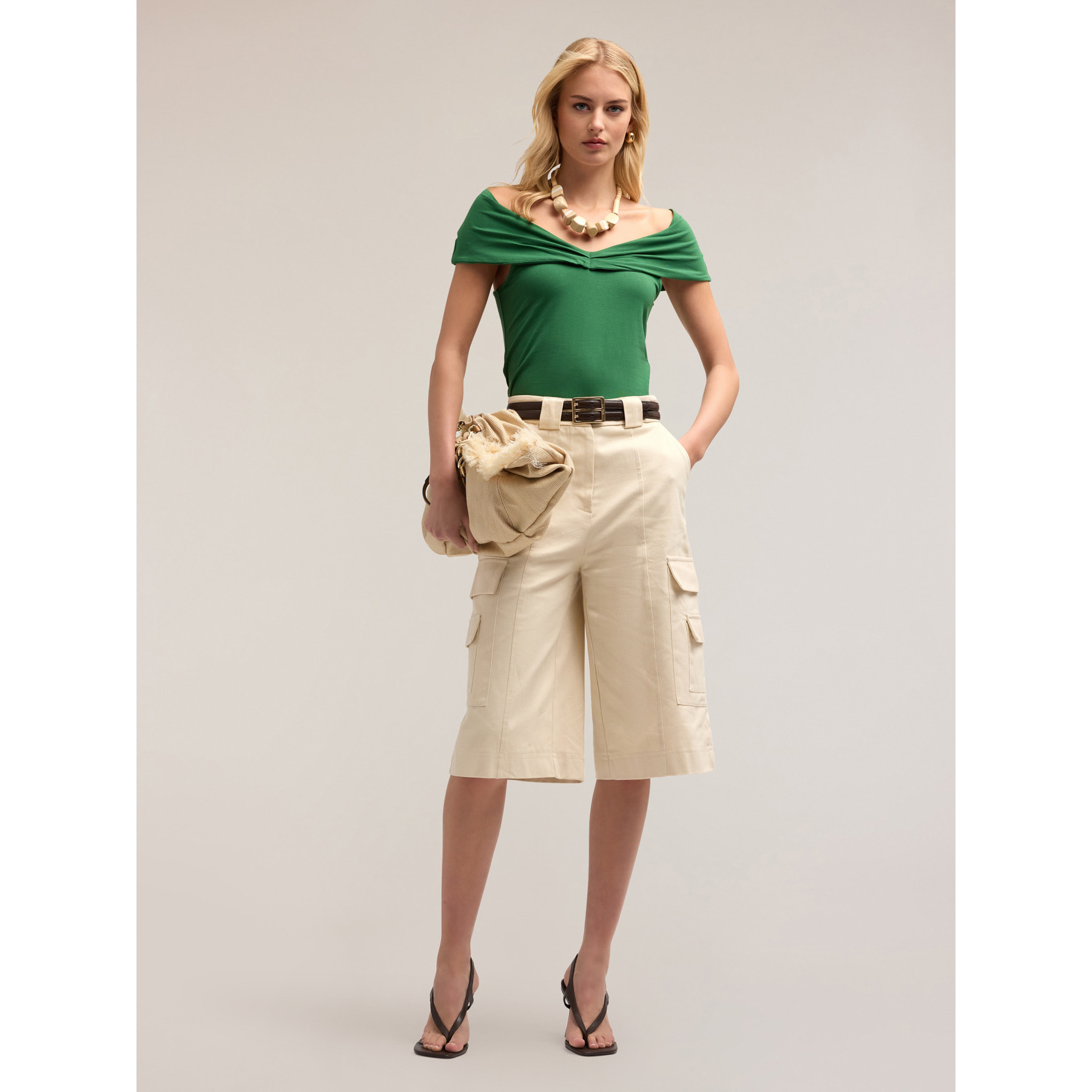Motivi - T-shirt off-shoulder - Verde