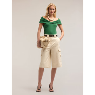 Motivi - T-shirt off-shoulder - Verde