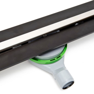 Caniveau douche plein pied à l'italienne, acier inoxydable satiné, pieds de réglage, siphon de sol compris