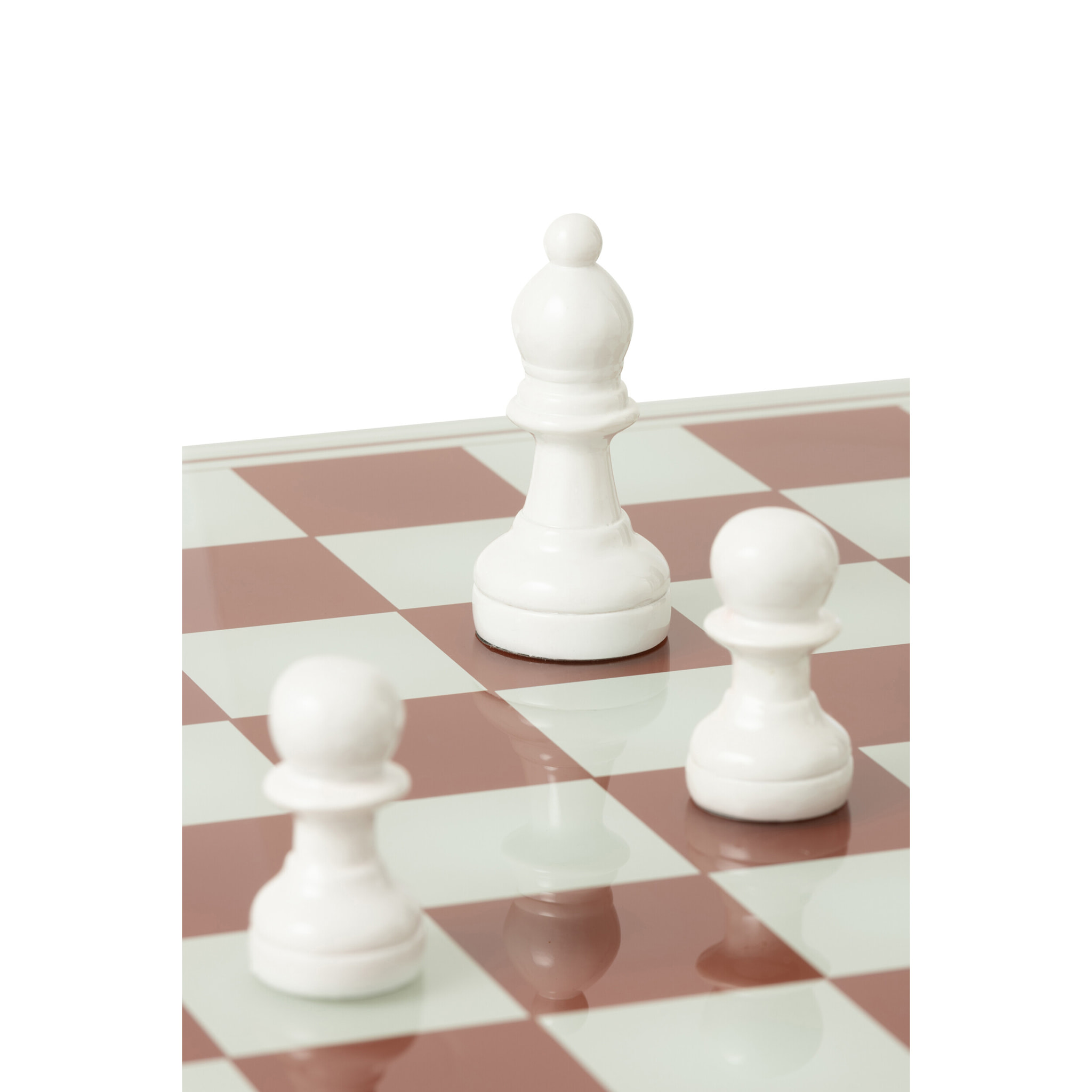J-Line décoration plateau jeu d’échecs - polyrésine - blanc/rouge